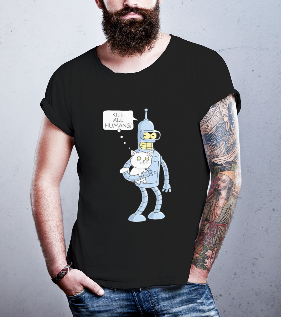 Kill All Humans Bender Cat T-Shirt