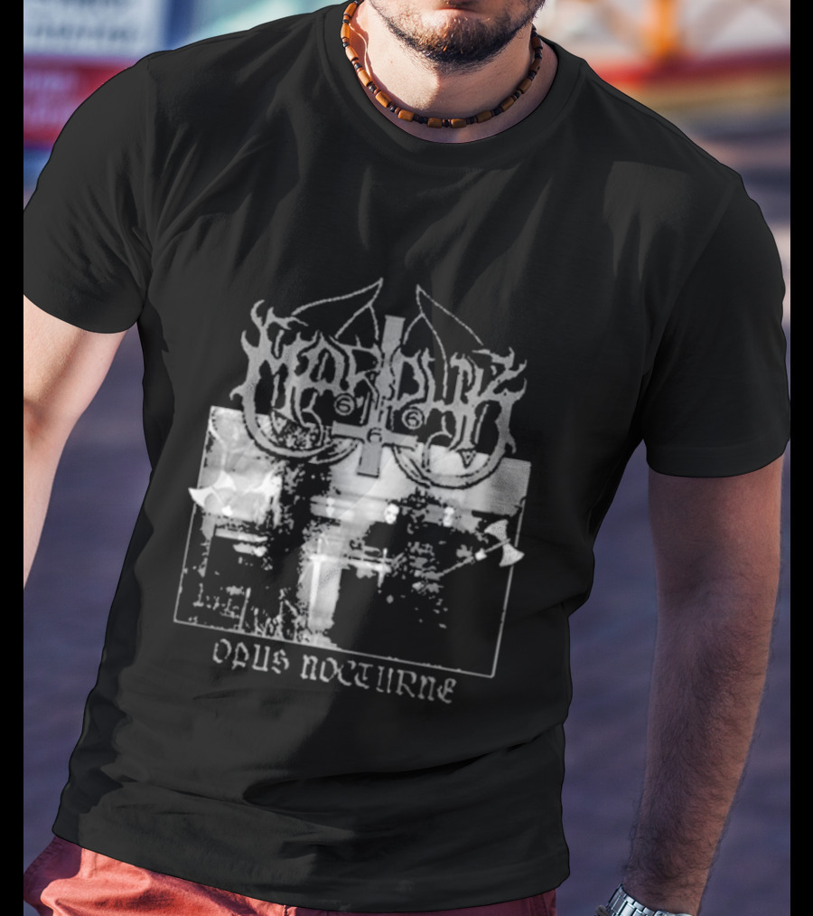 Marduk Opus Nocturne Album Cover With Cross And Inverted Pentagram T-Shirt