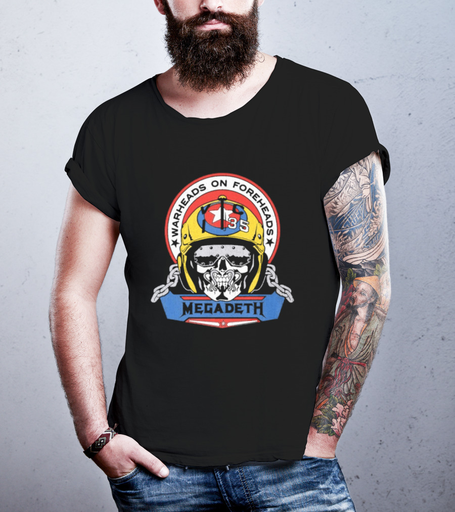 Megadeth Warheads On Foreheads Military Helmet Skull T-Shirt