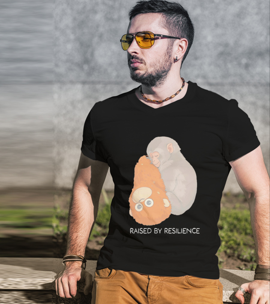 Monkey Cuddling Teddy Raised By Resilience T-Shirt