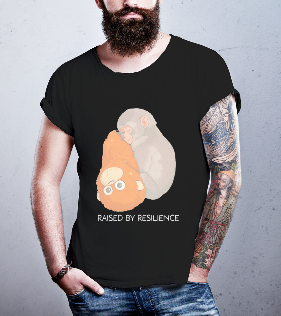 Monkey Cuddling Teddy Raised By Resilience T-Shirt