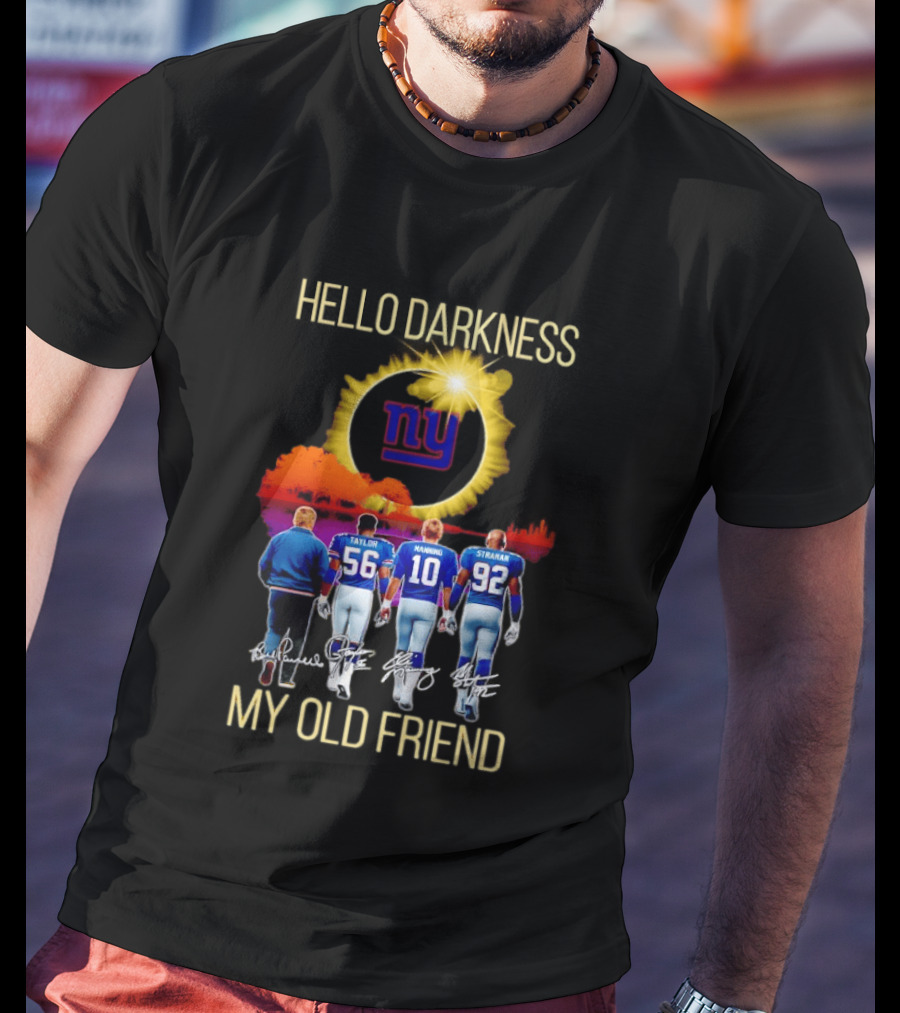 New York Giants Manning Taylor Strahan Hello Darkness NFL T-Shirt