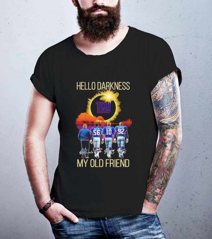 New York Giants Manning Taylor Strahan Hello Darkness NFL T-Shirt