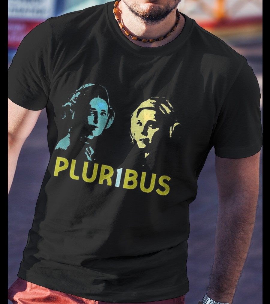 Pluribus Carol Sturka Zosia Dual Portrait In Blue And Yellow T-Shirt