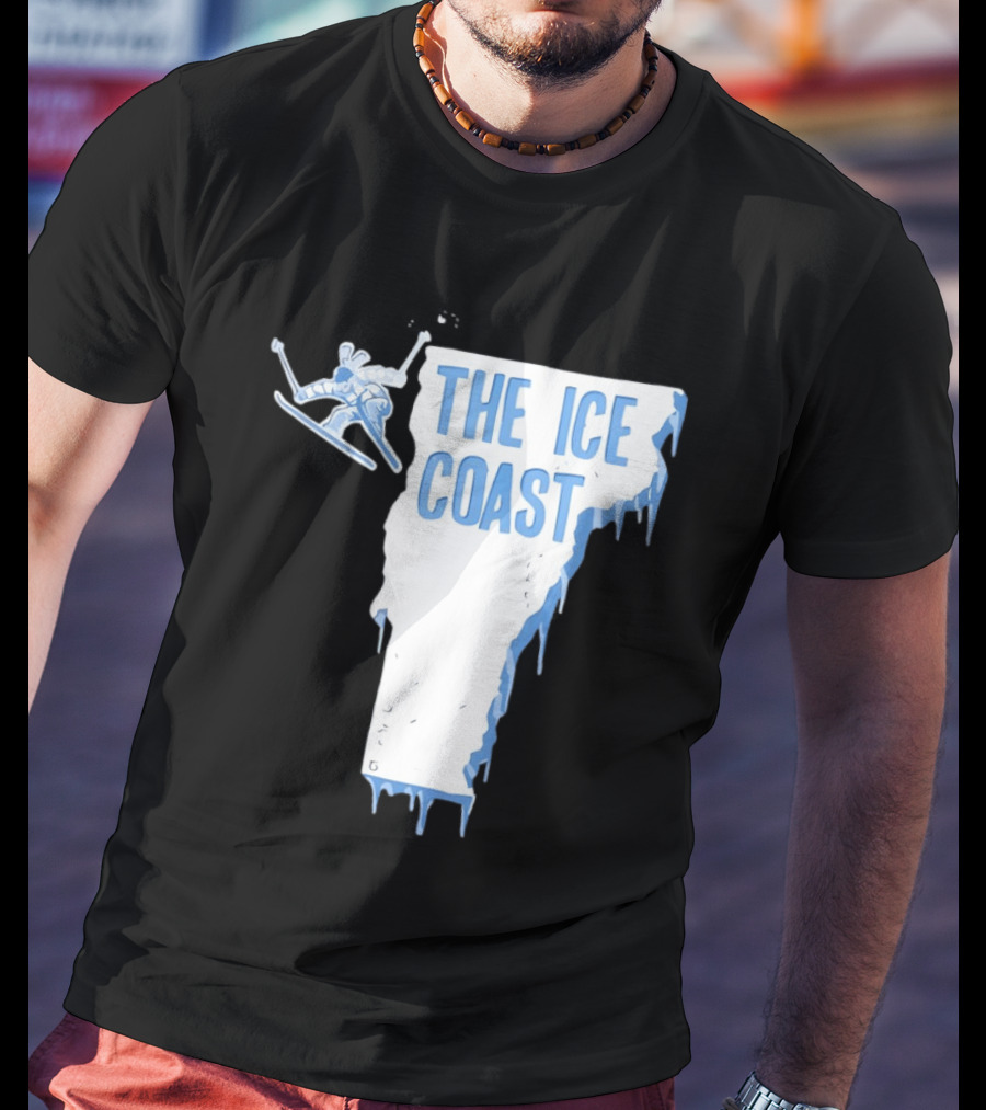 Vermont The Ice Coast Skiing Adventure Map T-Shirt
