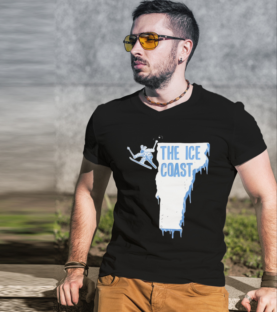 Vermont The Ice Coast Skiing Adventure Map T-Shirt