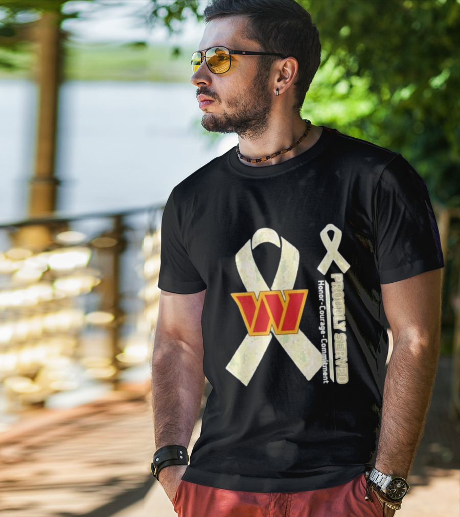 Washington Commanders Breast Cancer Awareness Proudly Served Honor Courage Commitment T-Shirt