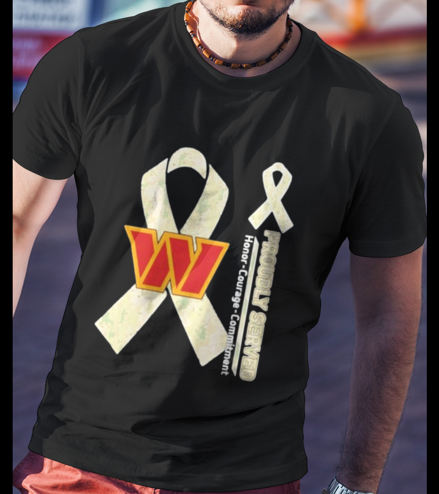 Washington Commanders Breast Cancer Awareness Proudly Served Honor Courage Commitment T-Shirt