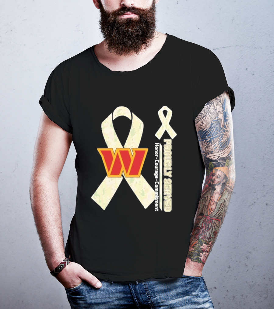 Washington Commanders Breast Cancer Awareness Proudly Served Honor Courage Commitment T-Shirt