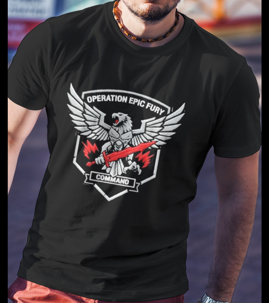 Operation Epic Fury Military Patriotic Soaring Eagle Sword T-Shirt