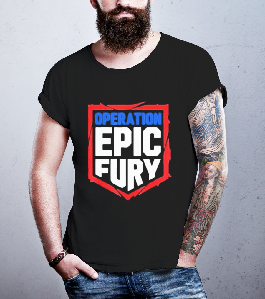 Operation Epic Fury Bold Patriotic Text Shield T-Shirt
