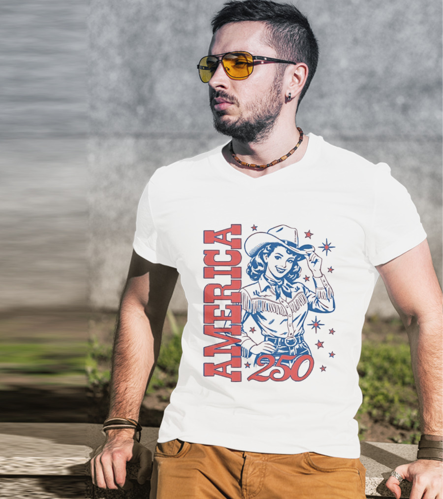 America 250 Western Girl Vintage Cowgirl T-Shirt