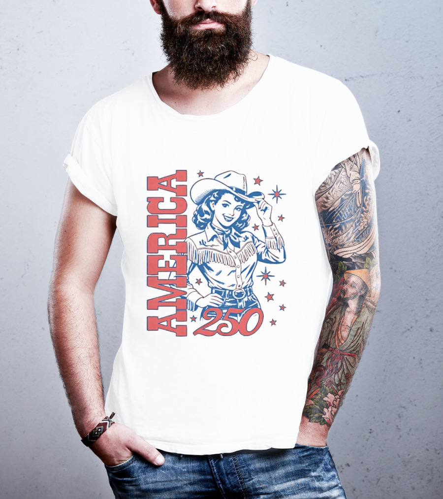 America 250 Western Girl Vintage Cowgirl T-Shirt