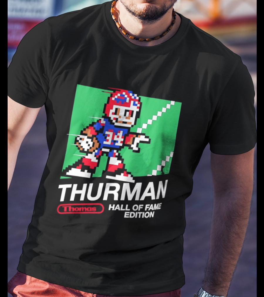 Thurman 34 Hall Of Fame Edition Buffalo Bills Pixel Art Retro Football T-Shirt
