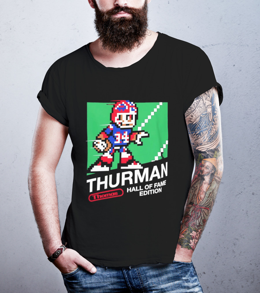 Thurman 34 Hall Of Fame Edition Buffalo Bills Pixel Art Retro Football T-Shirt