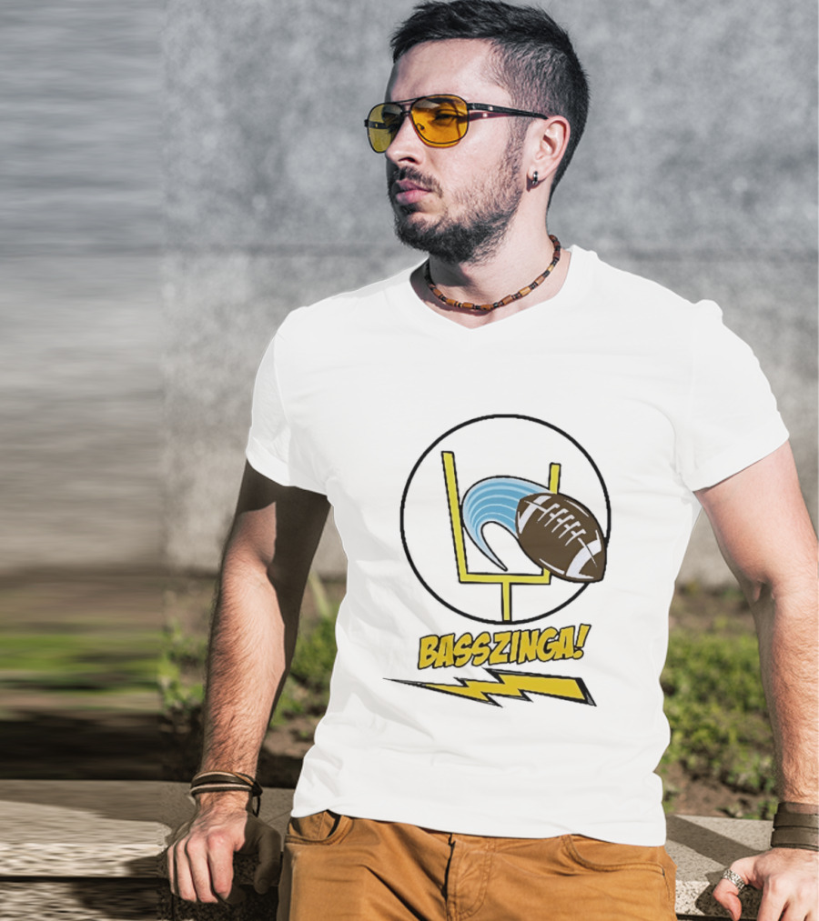 Basszinga Football Wave Goalpost Lightning T-Shirt