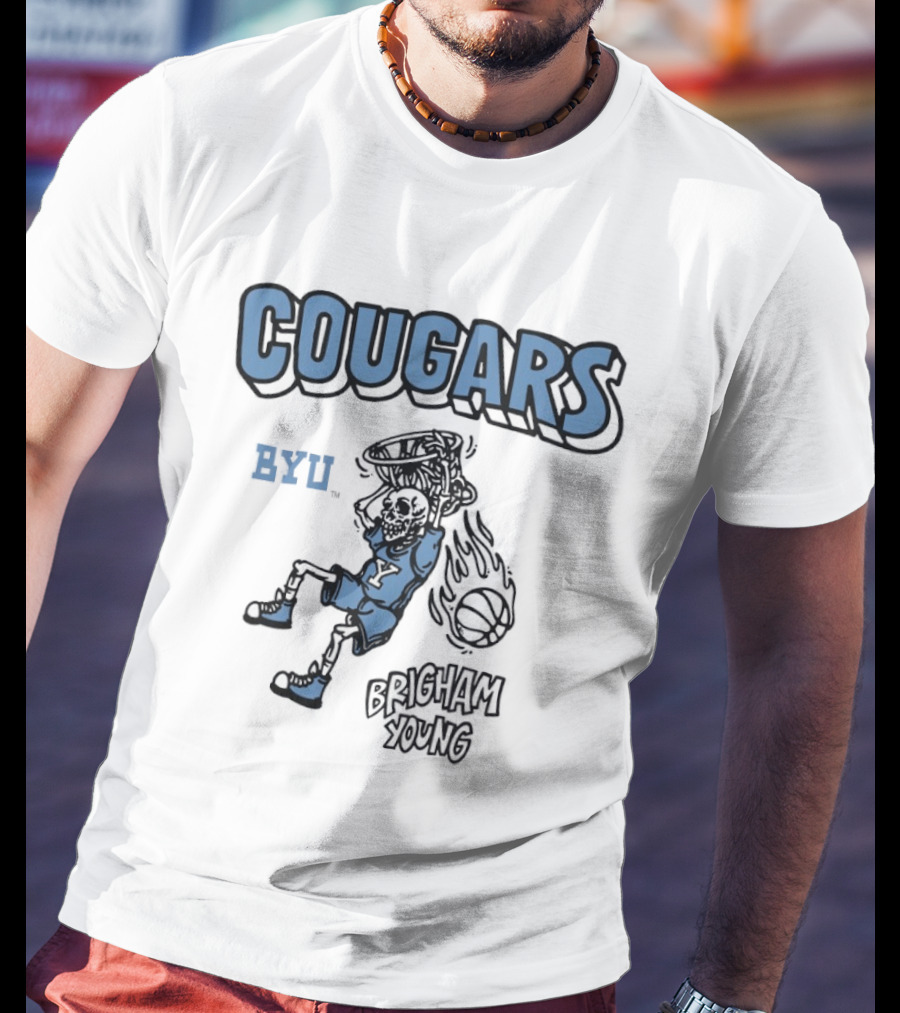 BYU Cougars Skeleton Brigham Young Basketball T-Shirt