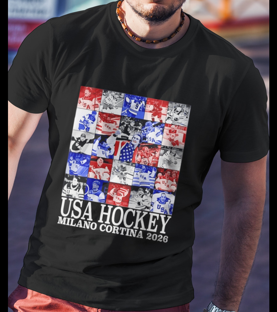 USA Hockey Team Collage Milano Cortina 2026 T-Shirt