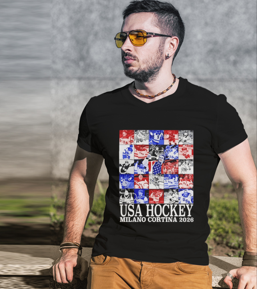 USA Hockey Team Collage Milano Cortina 2026 T-Shirt