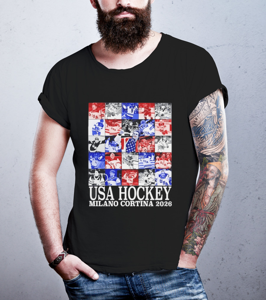 USA Hockey Team Collage Milano Cortina 2026 T-Shirt