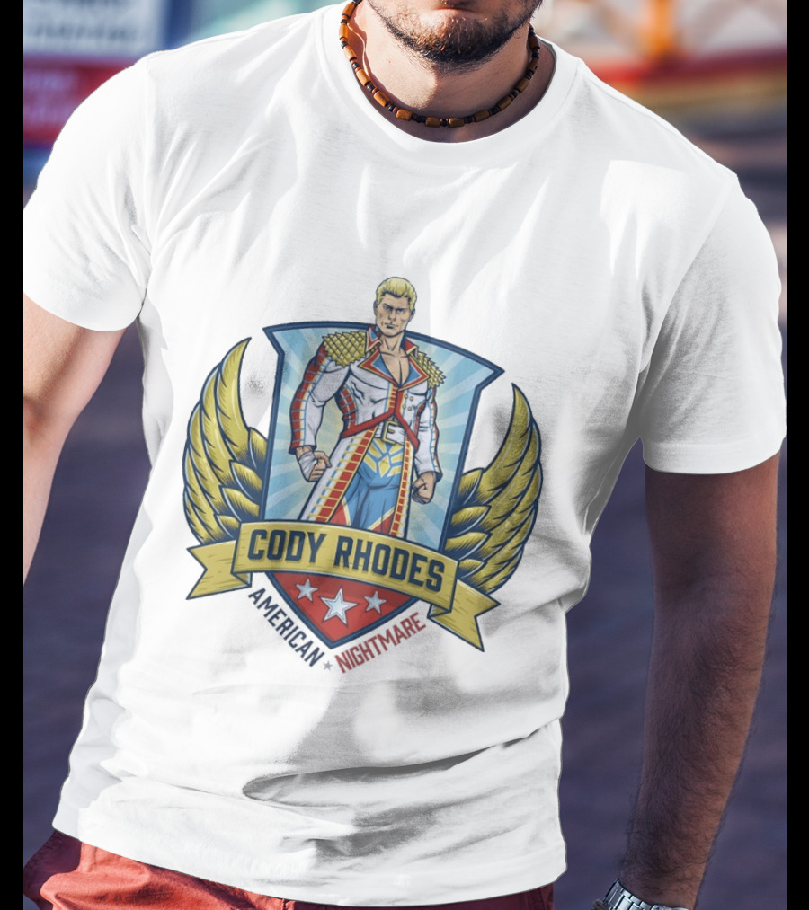 Cody Rhodes American Nightmare WWE Wings Emblem With Stars And Shield T-Shirt