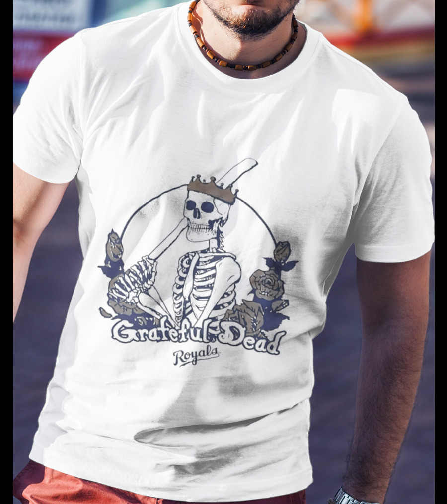 Grateful Dead Skeleton Kansas City Royals Roses T-Shirt