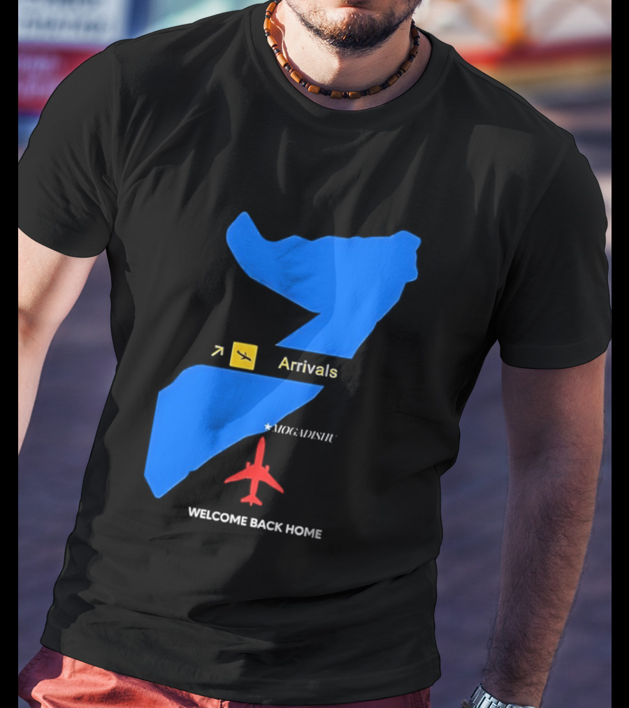 Arrivals Mogadishu Welcome Back Home Somalia Map Airplane T-Shirt