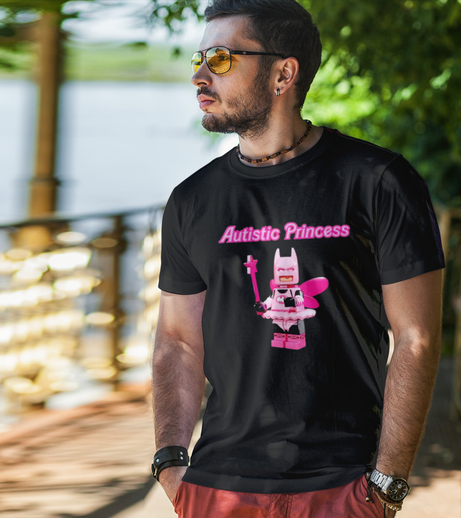 Autistic Princess Pink Batman Figurine With Fairy Wings And Wand T-Shirt