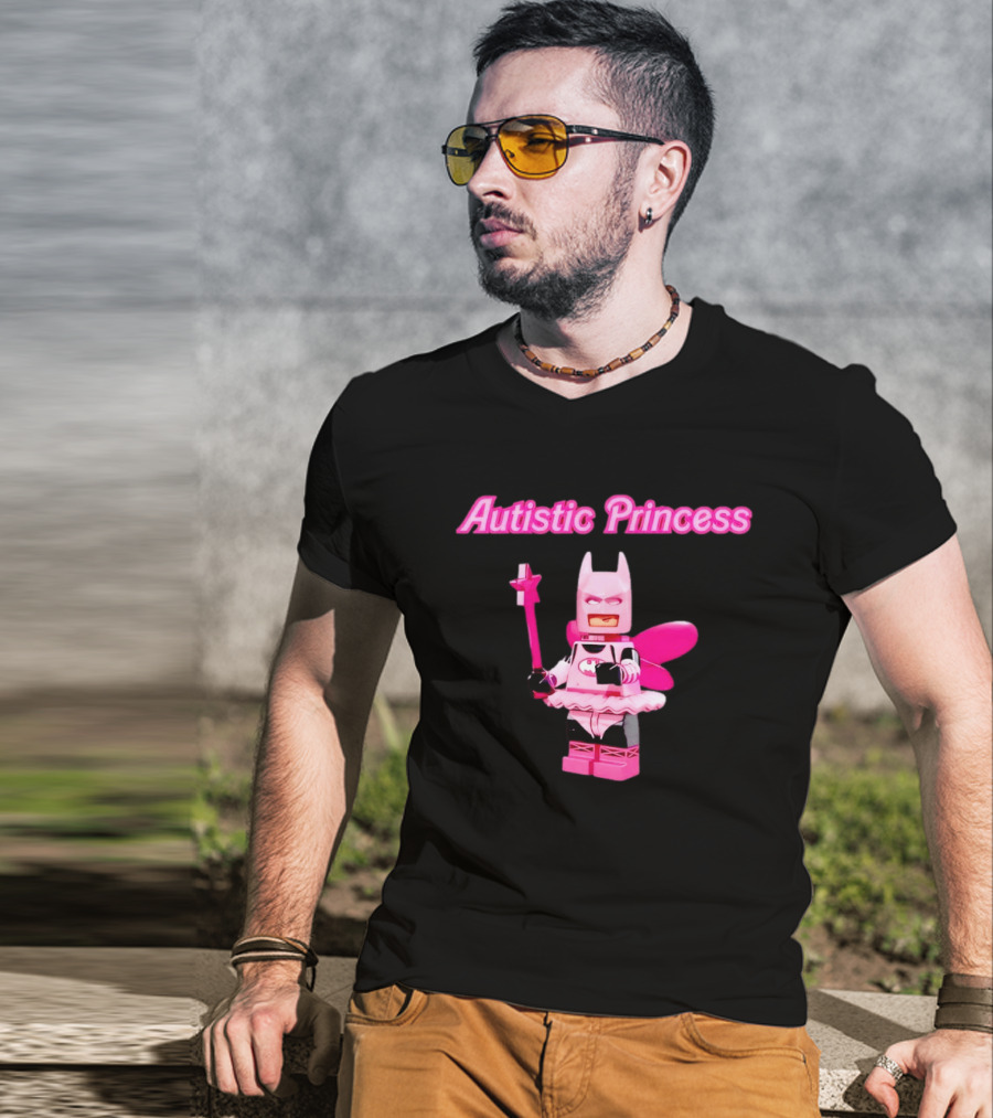 Autistic Princess Pink Batman Figurine With Fairy Wings And Wand T-Shirt