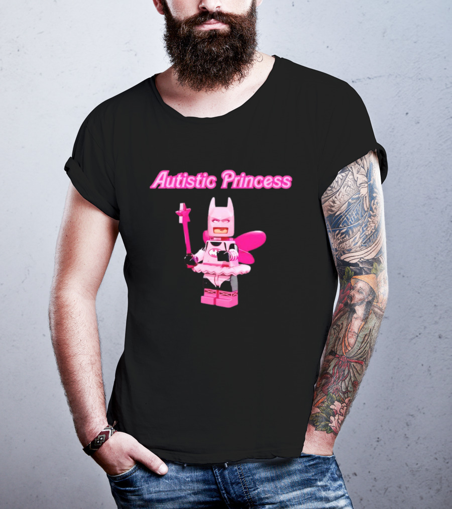 Autistic Princess Pink Batman Figurine With Fairy Wings And Wand T-Shirt