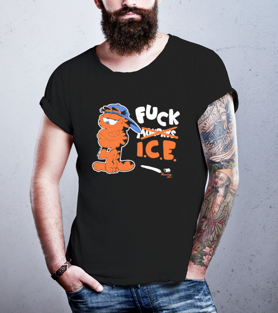 F*** ICE Orange Cat With Blue Hat T-Shirt