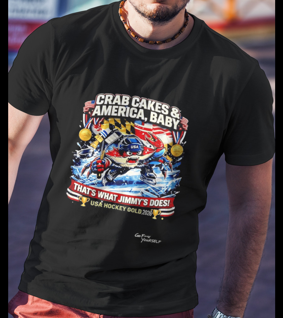 Crab Cakes And America Baby USA Hockey Gold 2026 That's What Jimmy's Does T-Shirt