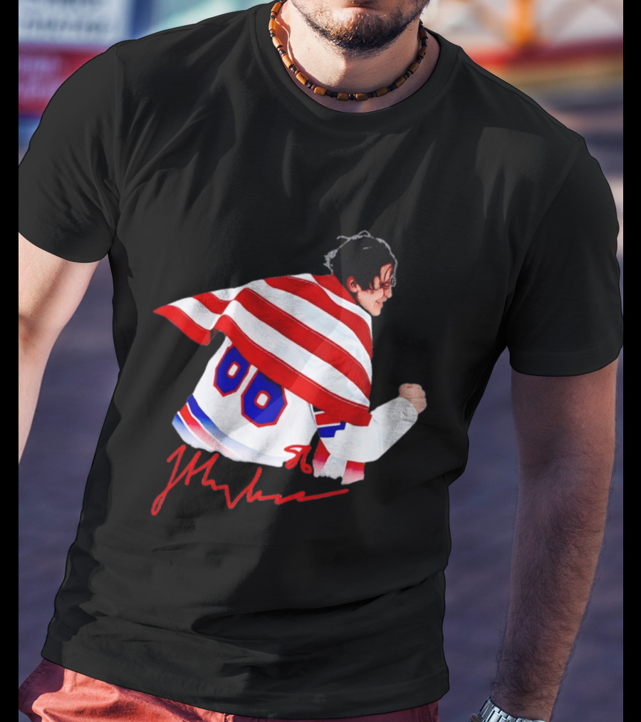 Love Hughes Jack USA 86 Autograph American Flag T-Shirt