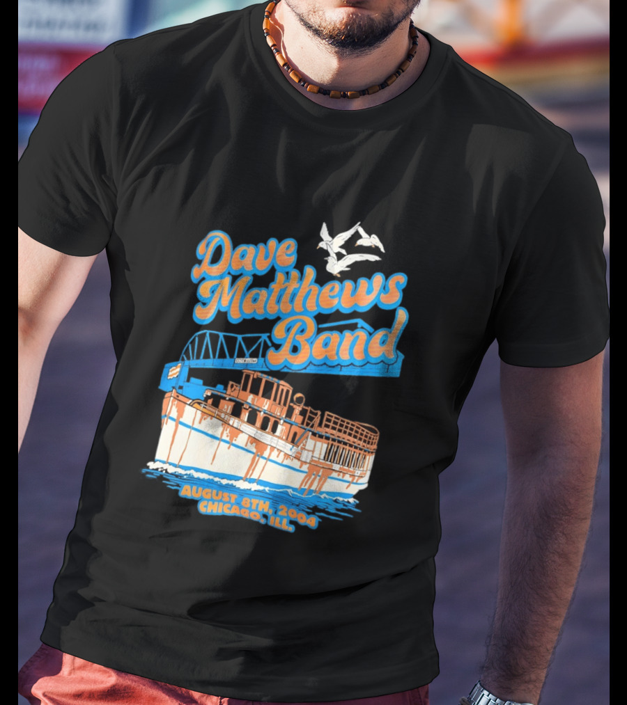 Dave Matthews Band August 8th 2004 Chicago Ill Blue Orange Boat Concert T-Shirt