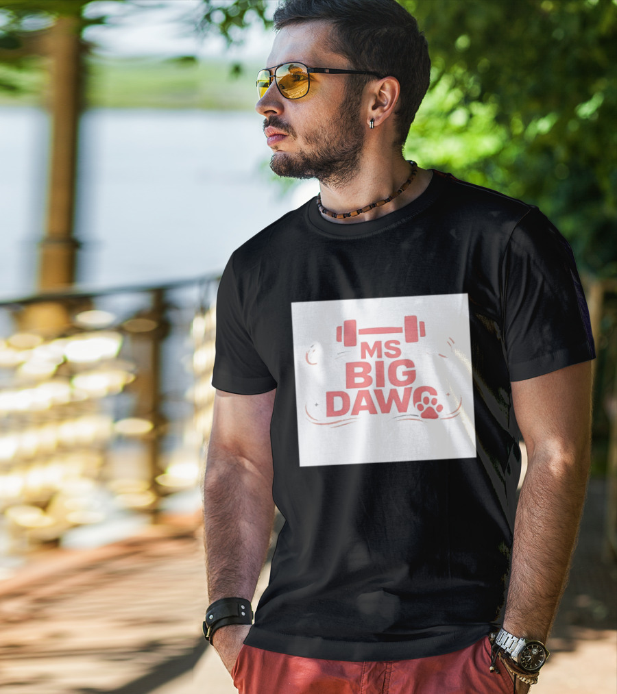 MS Big Dawg Weightlifting Paw Print Fitness T-Shirt