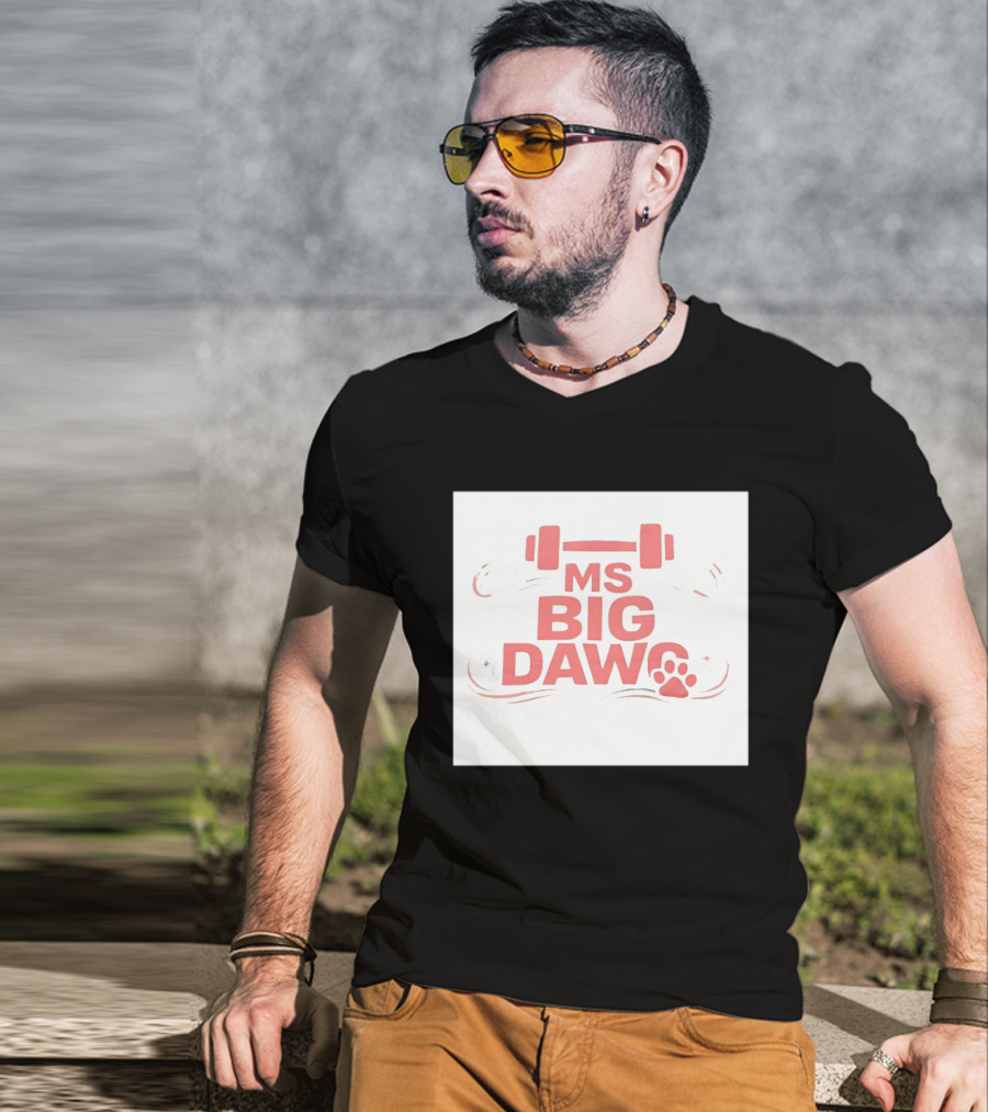 MS Big Dawg Weightlifting Paw Print Fitness T-Shirt