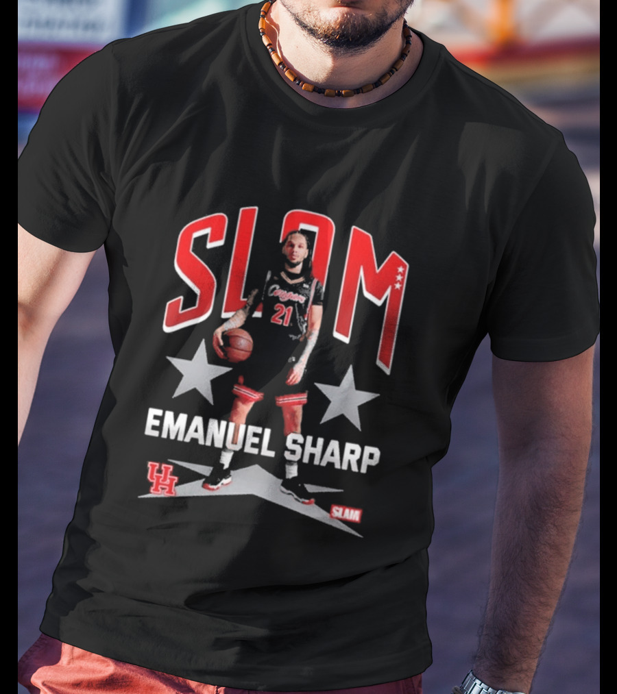 Slam Emanuel Sharp Houston Cougars Basketball UH H Town Stars T-Shirt