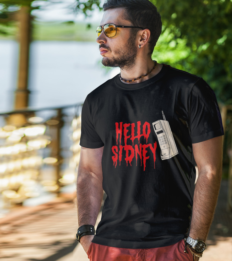 Hello Sidney Scream Movie Vintage Phone Dripping Blood T-Shirt