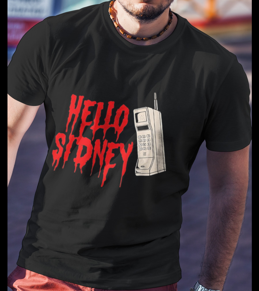 Hello Sidney Scream Movie Vintage Phone Dripping Blood T-Shirt