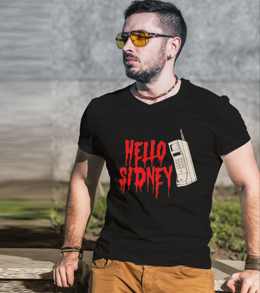 Hello Sidney Scream Movie Vintage Phone Dripping Blood T-Shirt