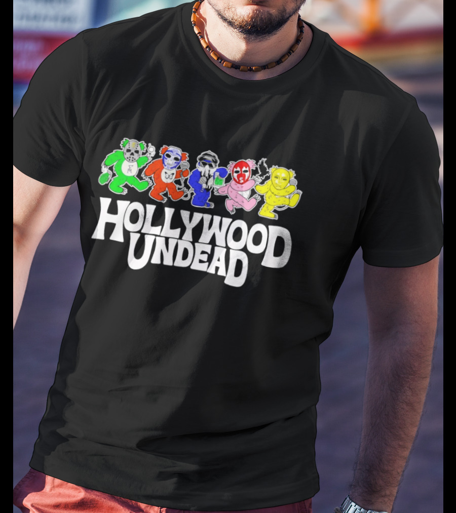 Hollywood Undead Colorful Dancing Characters Un Dead Head T-Shirt