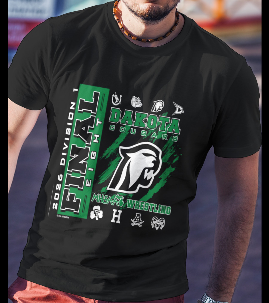 2026 Division 1 Final Eight MHSAA Wrestling Dakota Cougars T-Shirt