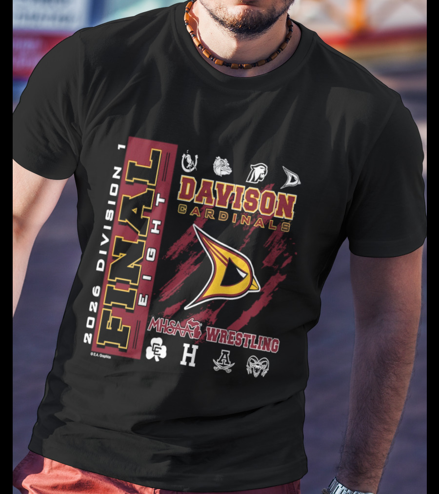 Davison Cardinals 2026 Division 1 Final Eight MHSAA Wrestling T-Shirt