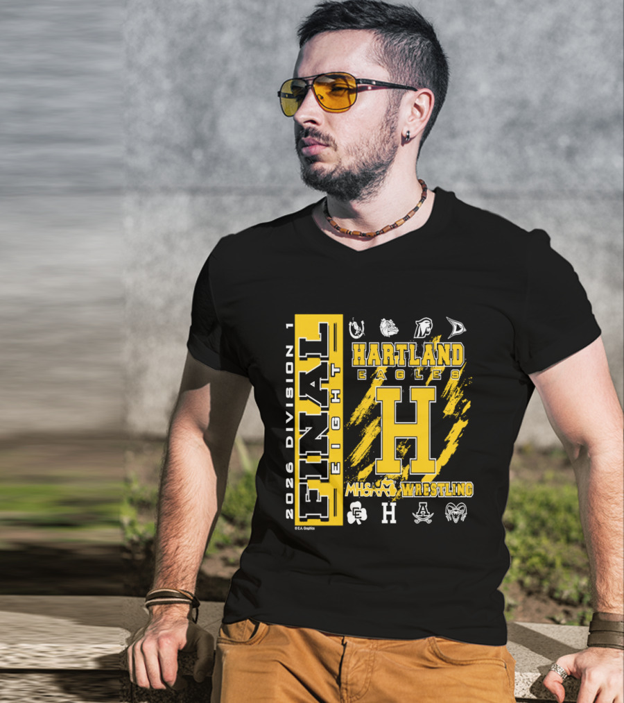2026 Division 1 Final Eight Hartland Eagles Wrestling MHSAA T-Shirt