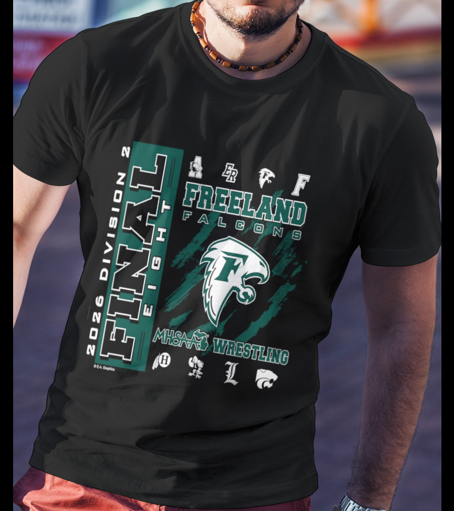 2026 Division 2 Final Eight Freeland Falcons MHSAA Wrestling T-Shirt