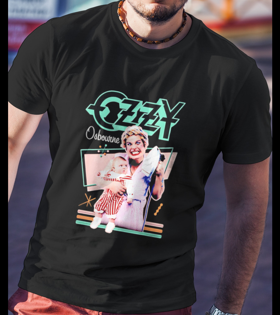 Ozzy Osbourne Retro Woman Holding Baby With Iron T-Shirt