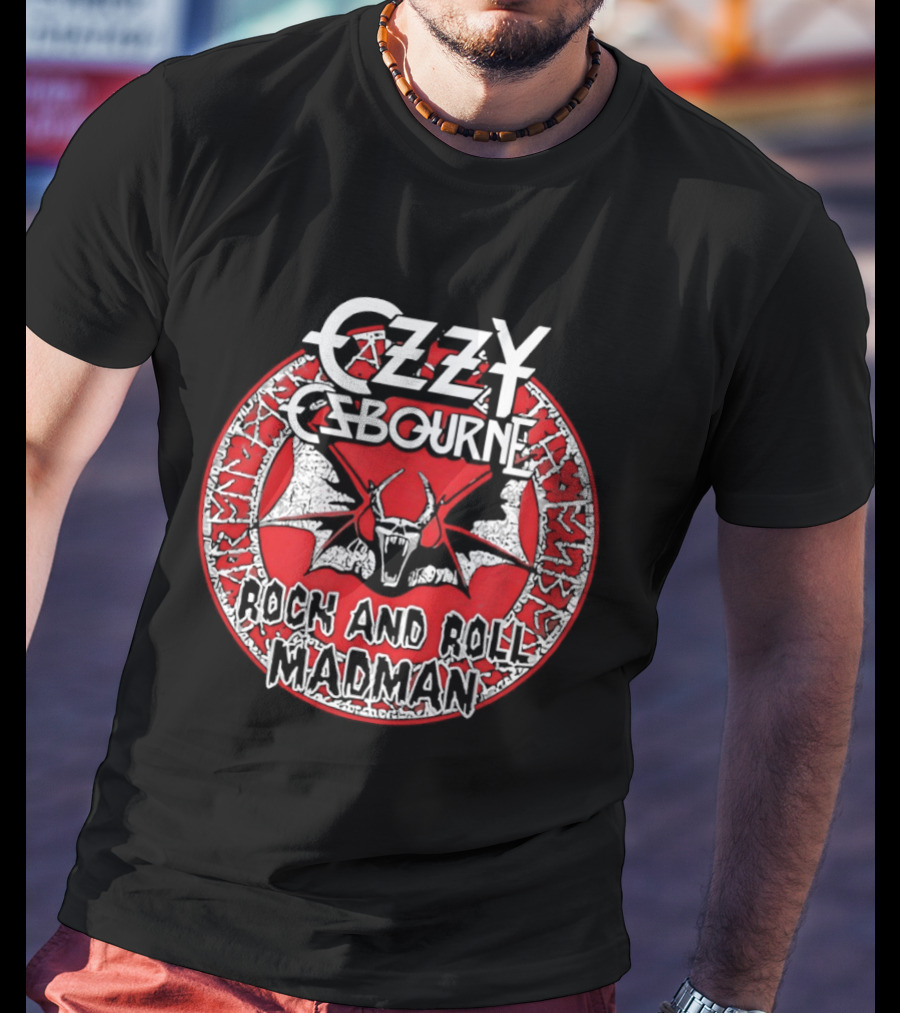Ozzy Osbourne Rock And Roll Madman Horror Bat T-Shirt