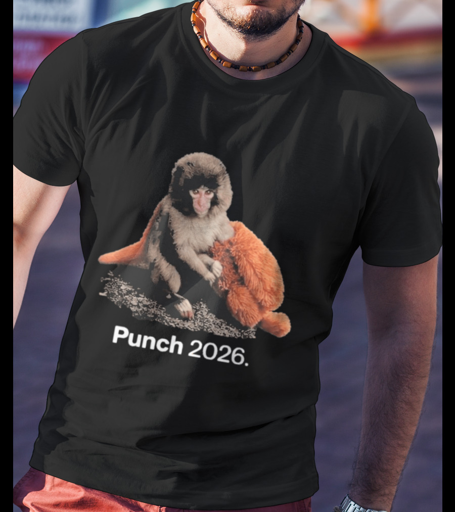 Punch Monkey 2026 Hugging Plush Toy T-Shirt