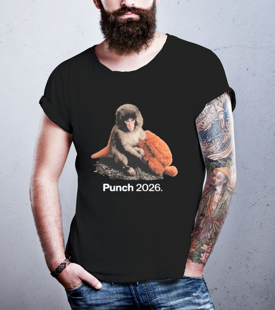Punch Monkey 2026 Hugging Plush Toy T-Shirt