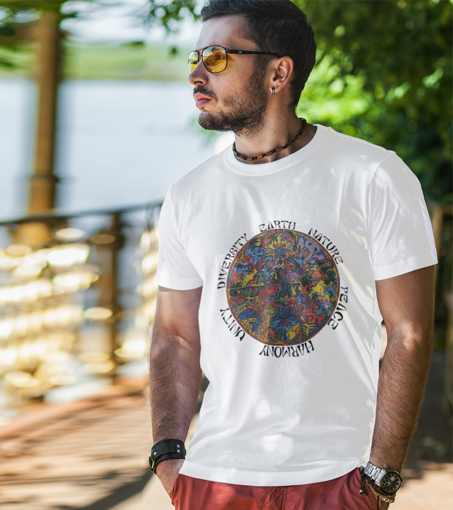 Diversity Earth Nature Peace Harmony Unity Psychedelic Mandala T-Shirt